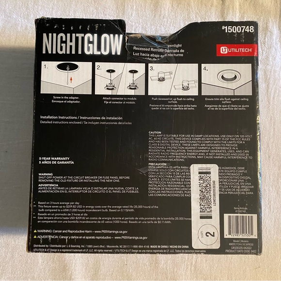 Utilitech Night Glow 3000K Warm White LED Recessed Retrofit Downlight #1500748 - Picture 2 of 2